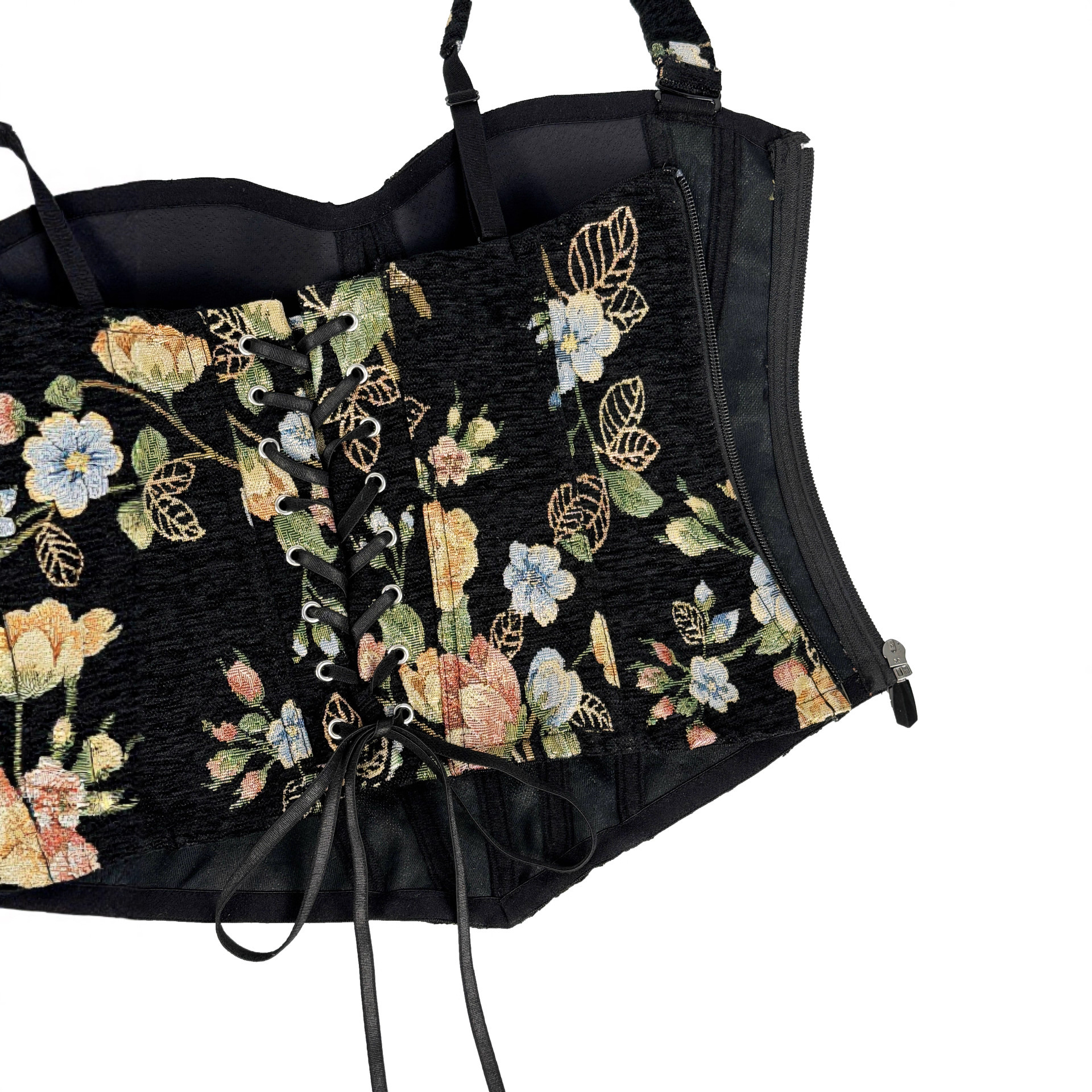 Retro Floral Tapestry Corset Bustier Top - Chest Support Body Shapewear